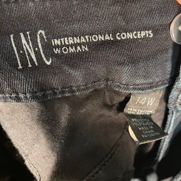 INC International Concepts Wide Leg Slim Tech Fit Womens‎ 14W Black Jeans New - Picture 11 of 15